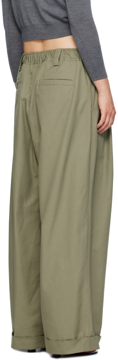 Meryll Rogge Green Drawstring Chino Trousers In Olive Green