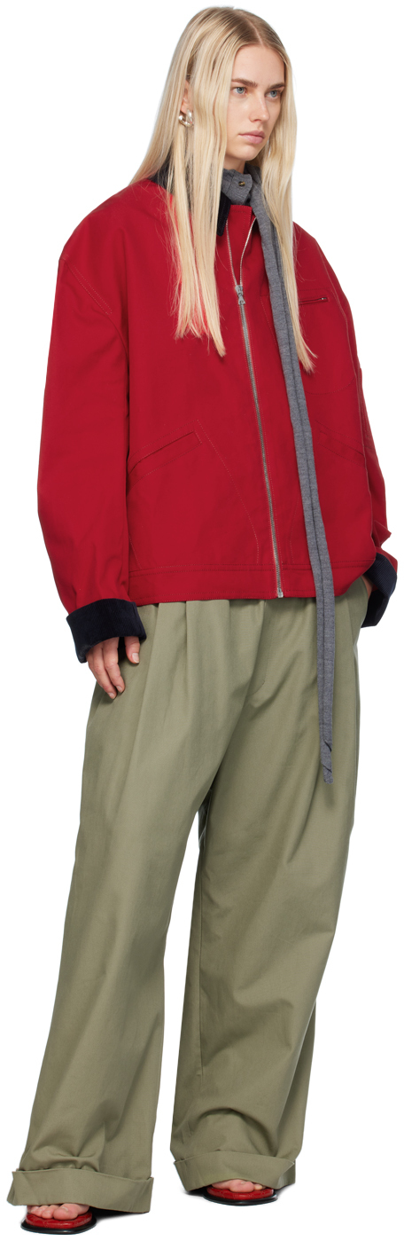 Meryll Rogge Green Drawstring Chino Trousers In Olive Green