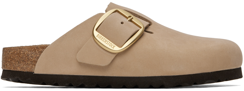 Taupe Narrow Boston Big Buckle Loafers