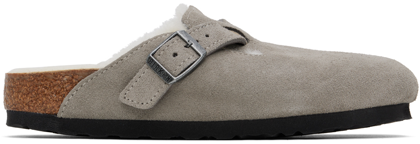 Gray Regular Boston Shearling Slip-On Loafers