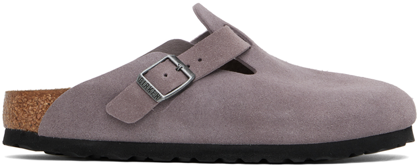 Shop Birkenstock Purple Narrow Boston Loafers In Faded Purple