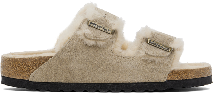 Taupe Narrow Arizona Shearling Sandals