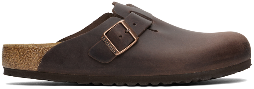 Brown Regular Boston Oiled Leather Clogs