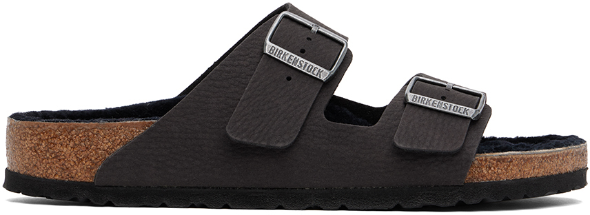 Black Regular Arizona Shearling Sandals