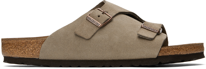 Birkenstock: Taupe Regular Zürich Sandals | SSENSE Canada