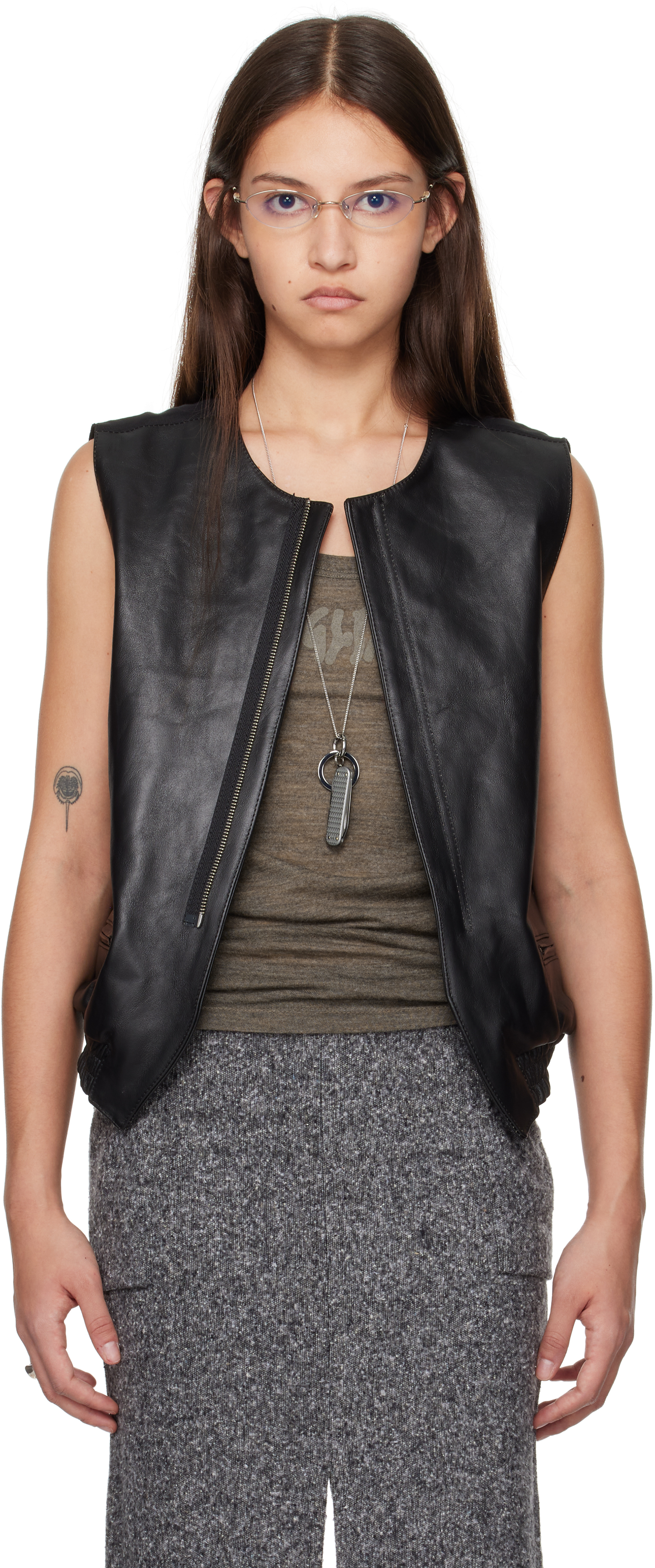 Magliano Black Paneled Leather Vest In 9