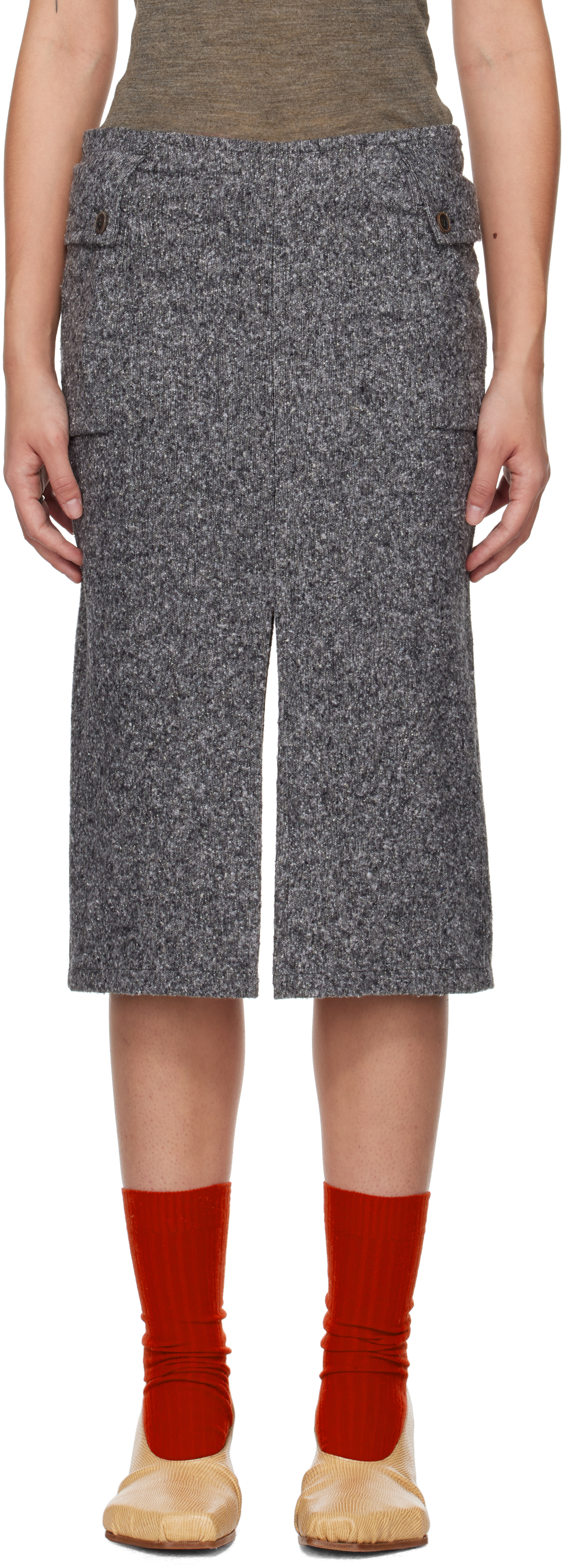 Magliano Gray Officina Midi Skirt In 93