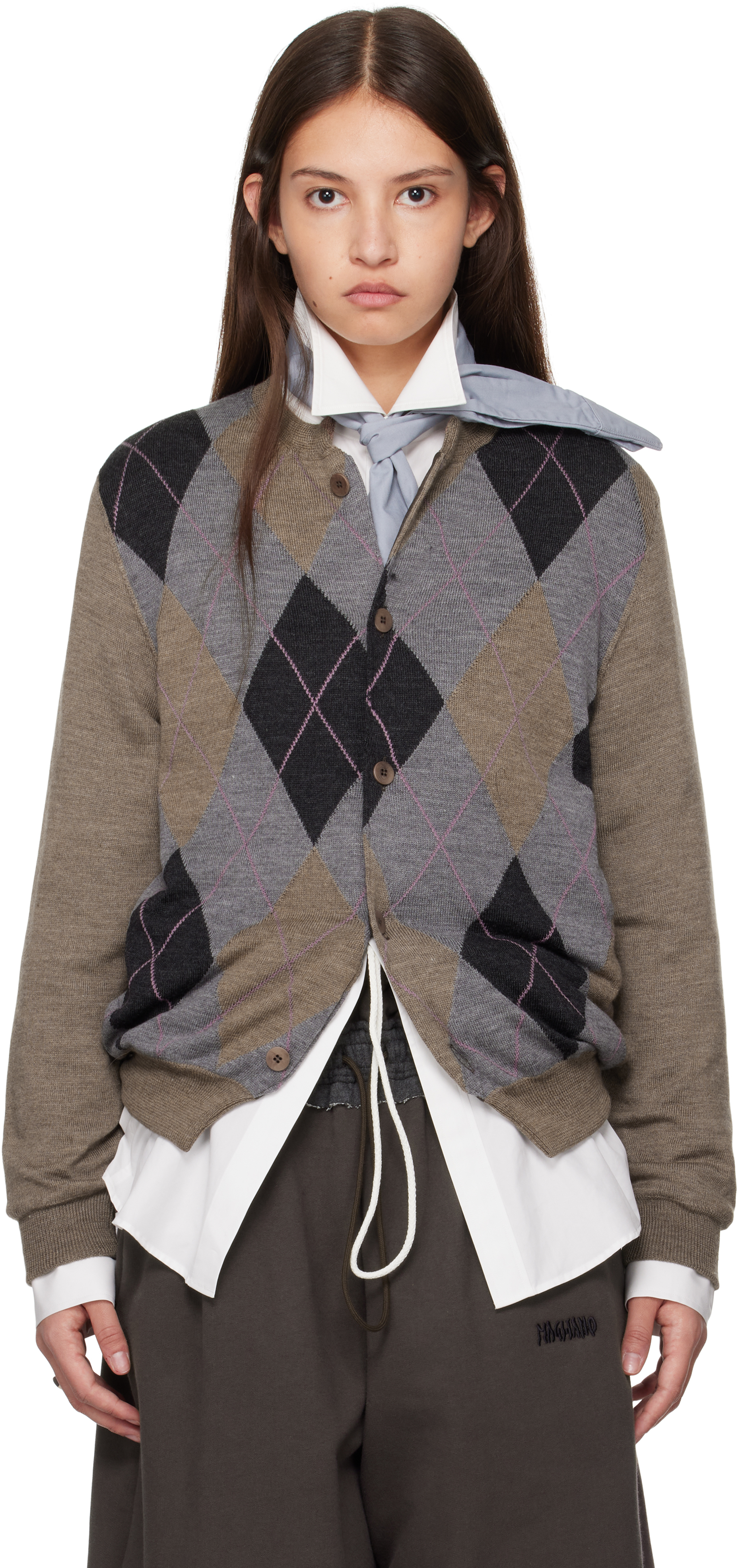 Magliano Brown Burraco Cardigan In 12 Beige/grey