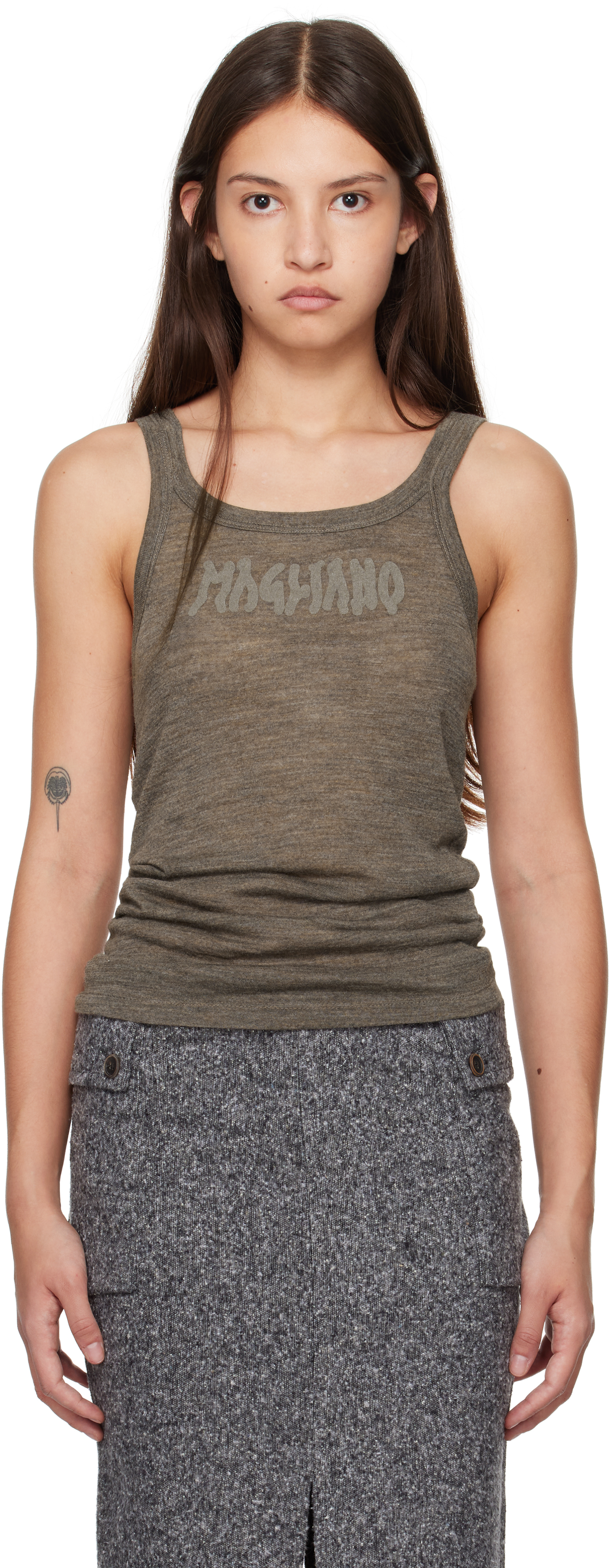 Magliano Brown Logo Tank Top In 6