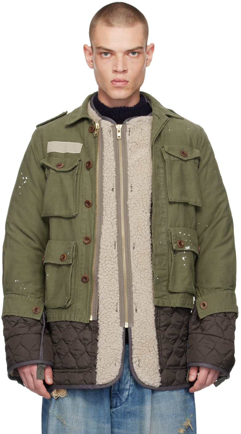 Shop Kolor Khaki Layered Coat In B-khaki