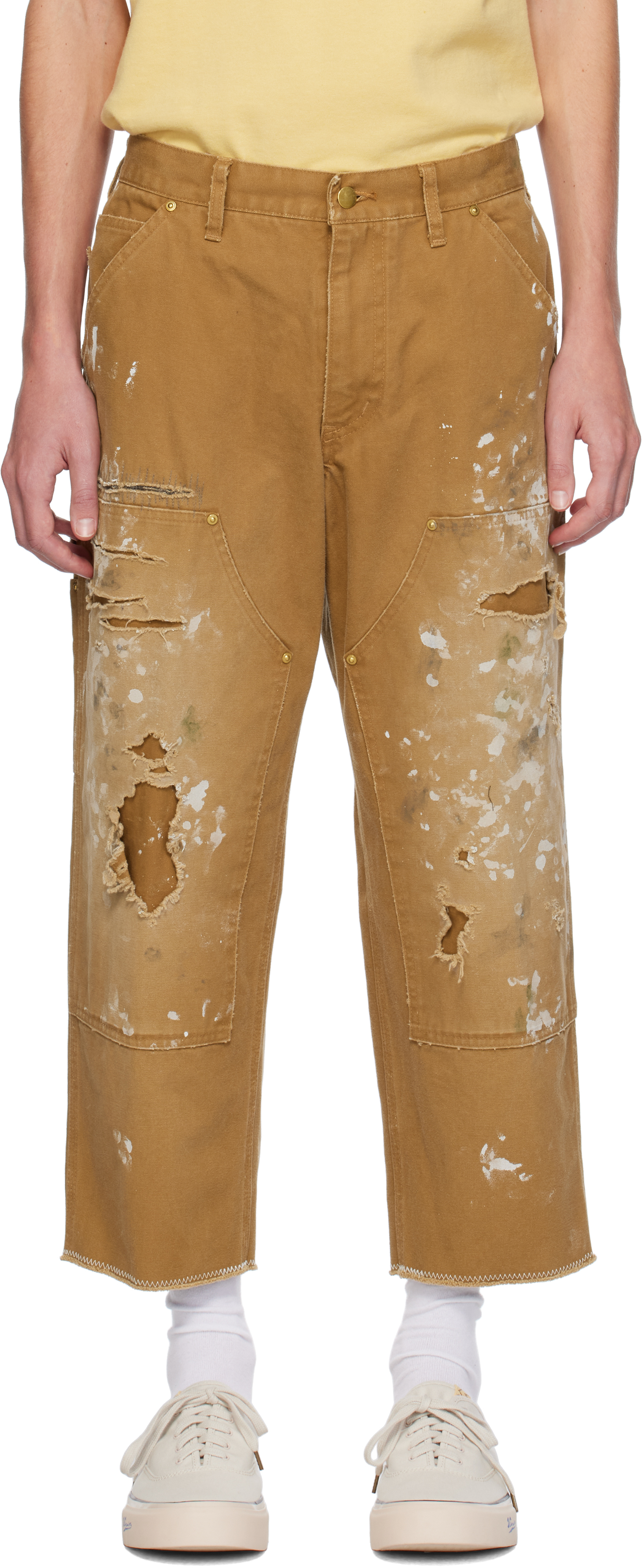 Shop Kolor Tan Distressed Jeans In A-camel