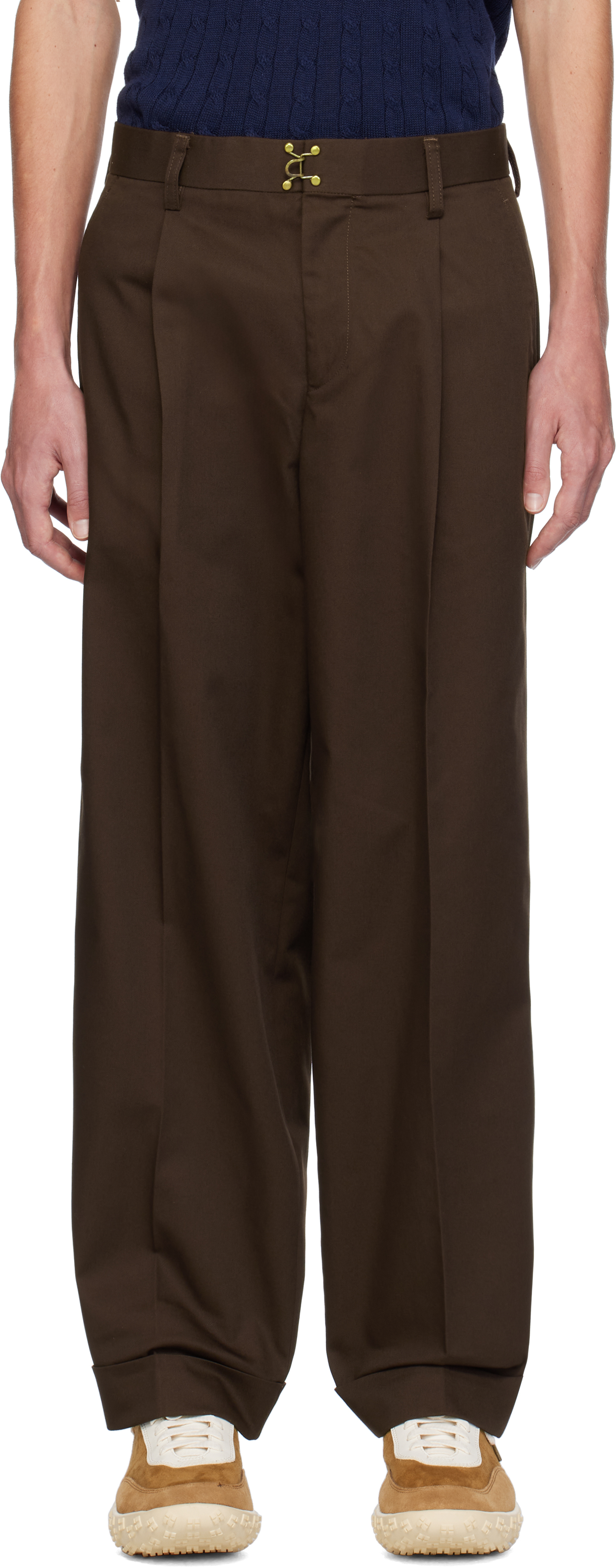 Brown Pleated Trousers