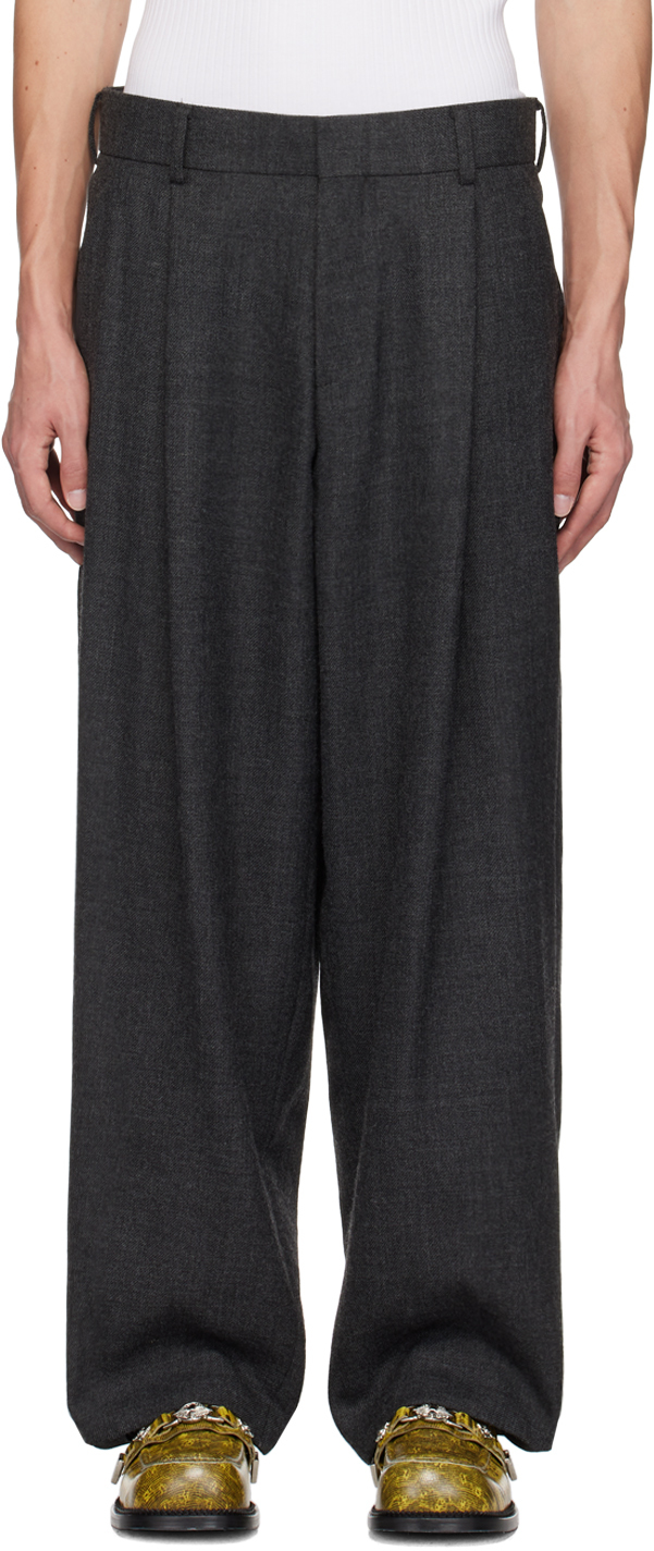 Shop Kolor Gray Wide Wool Trousers In A-gray