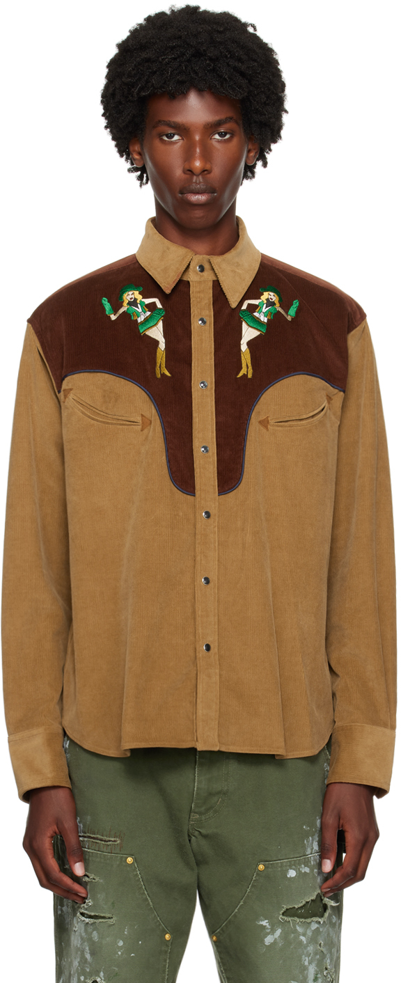 Tan 
Brown Western Shirt