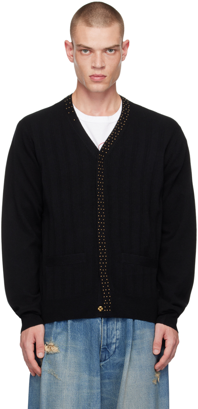 Shop Kolor Black Studded Cardigan In E-black