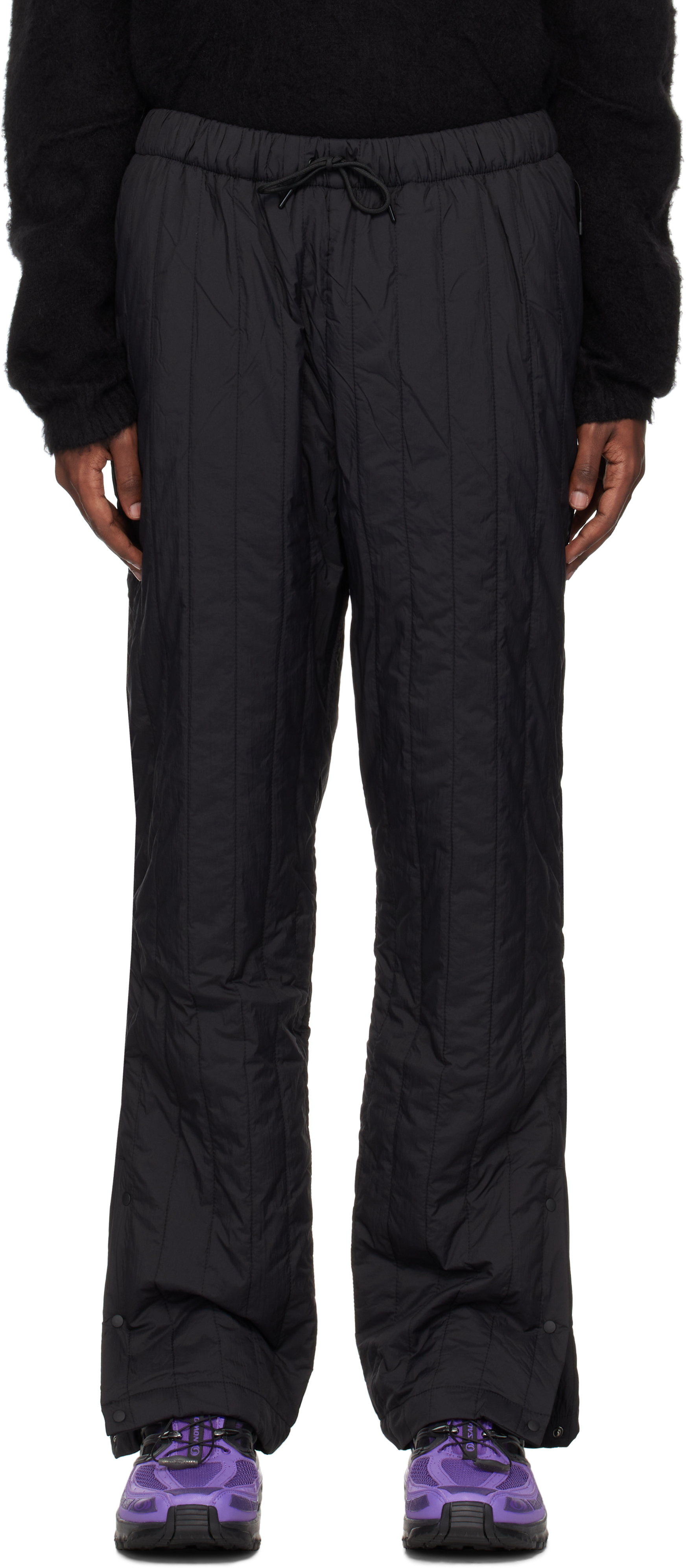 Shop Rains Black Banja Liner Regular Sweatpants In 01 Black