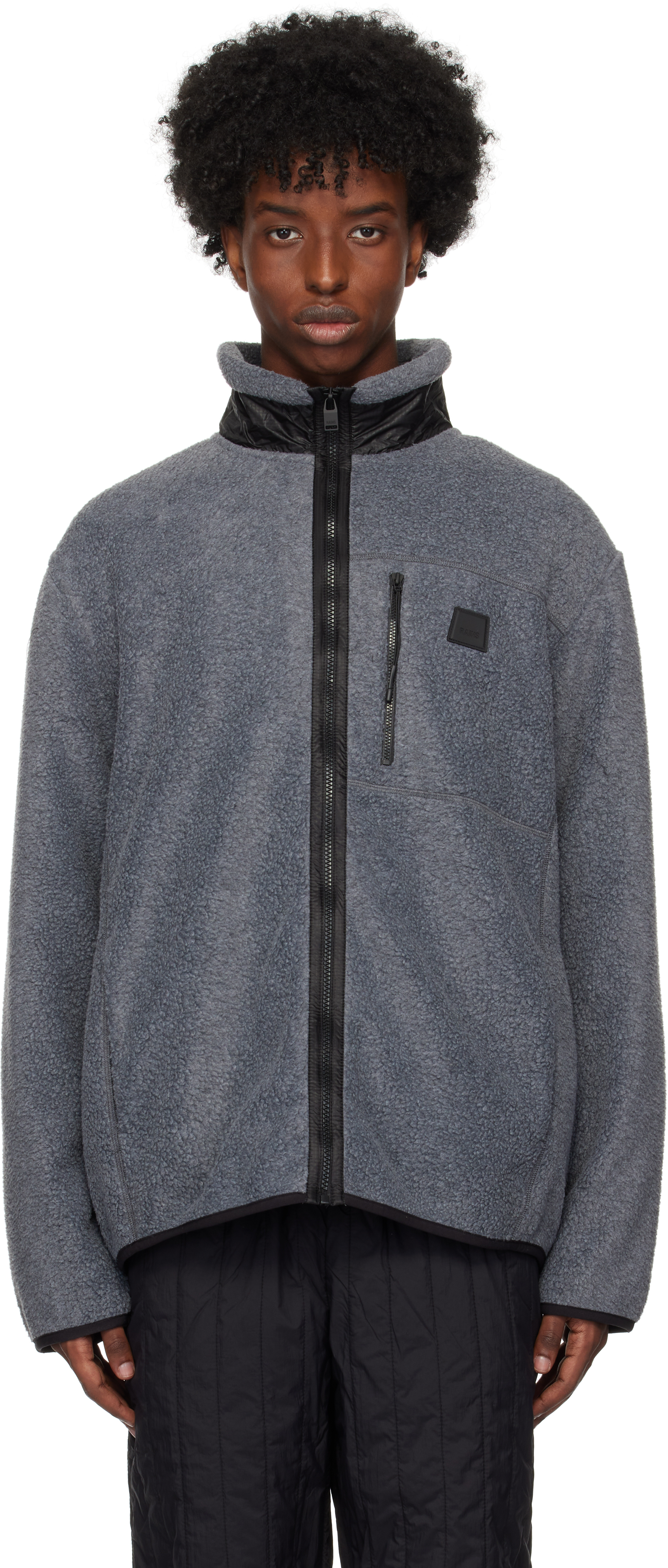 Shop Rains Gray Yermo Fleece Jacket In Dark Grey Melange