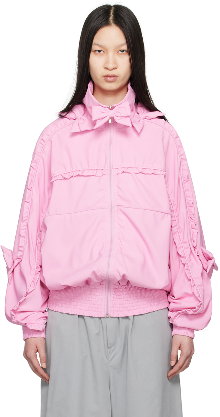 Pink Doll Bomber Jacket by ABRA on Sale