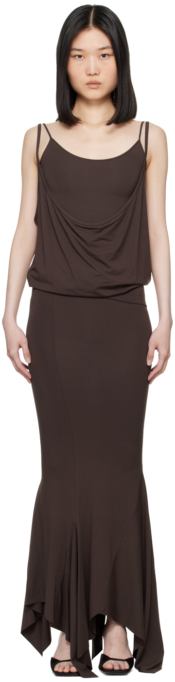 Brown Layered Midi Dress