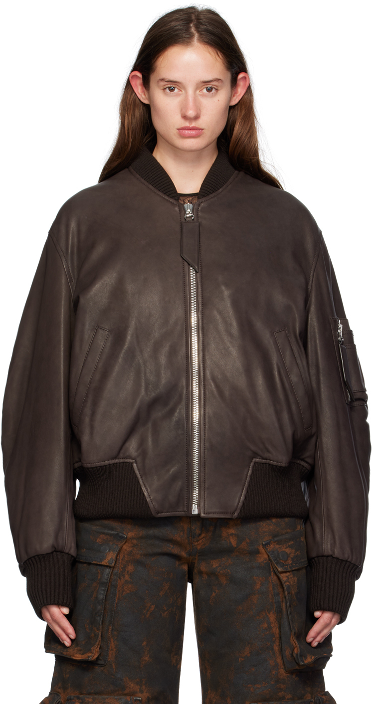 SSENSE Exclusive Brown Anja Leather Jacket