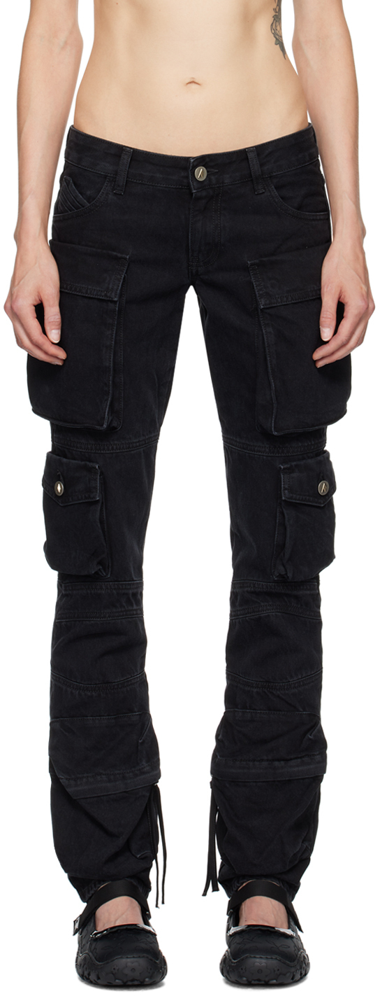 デニム・ジーパン THE ATTICO ESSIE LONG TROUSERS (241WCP113.D066 100 BLACK) Essie'' washed blue long pants for Women | THE ATTICO®