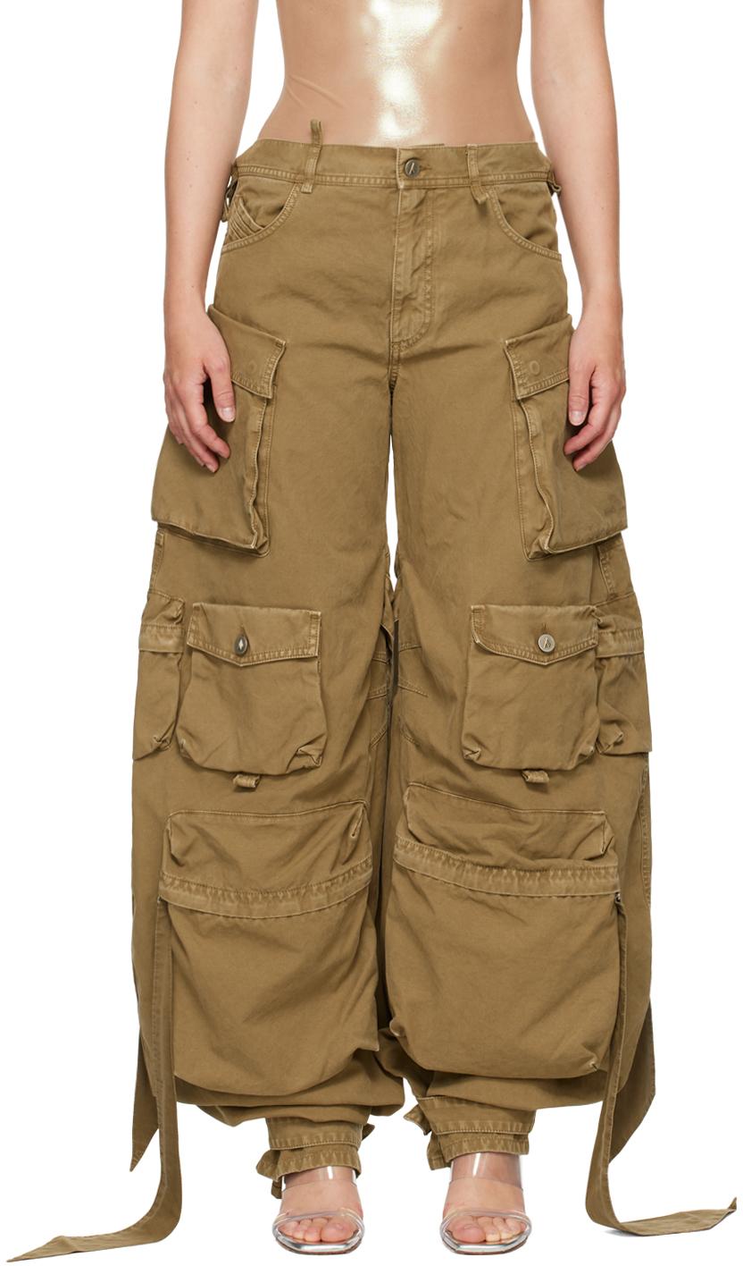 Shop Attico Tan Long Cargo Pants In 702 Cachi