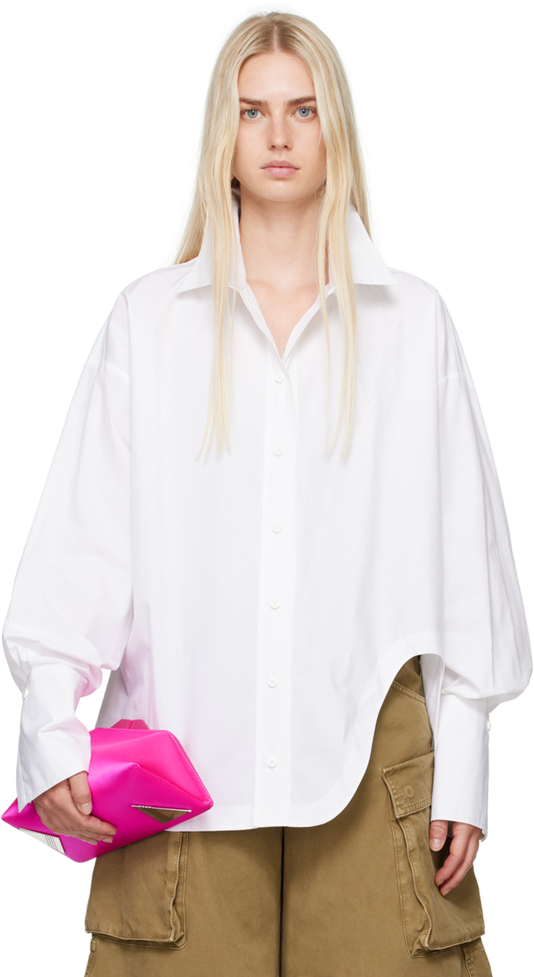 Tシャツ・カットソー THE ATTICO Embroidered poplin Diana shirt White Diana Shirt by The Attico on Sale