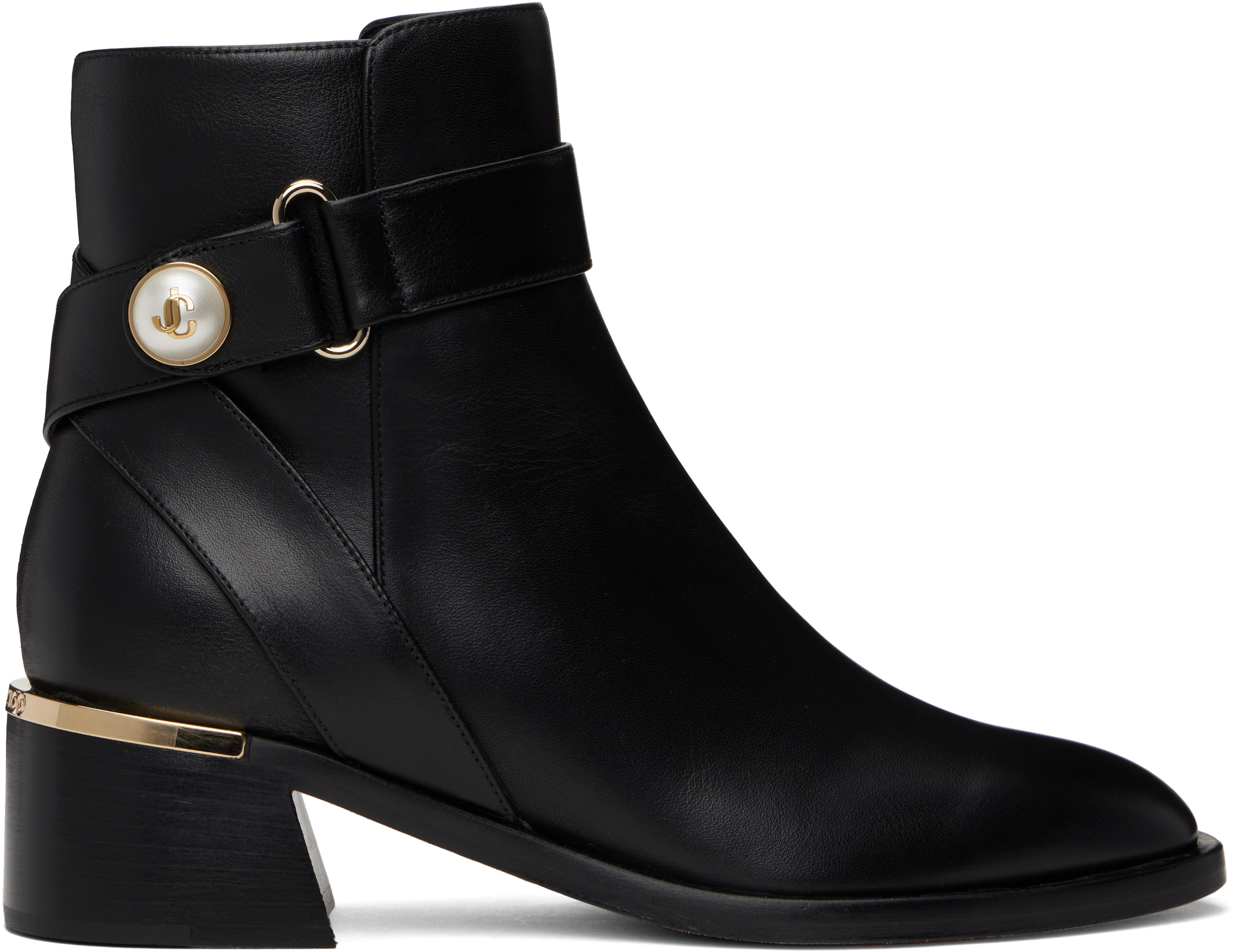 【関税込み】Jimmy Choo タン Aldea ブーツ ELIAS ZIP BOOT | ブラック カーフレザー・ジップアップブーツ