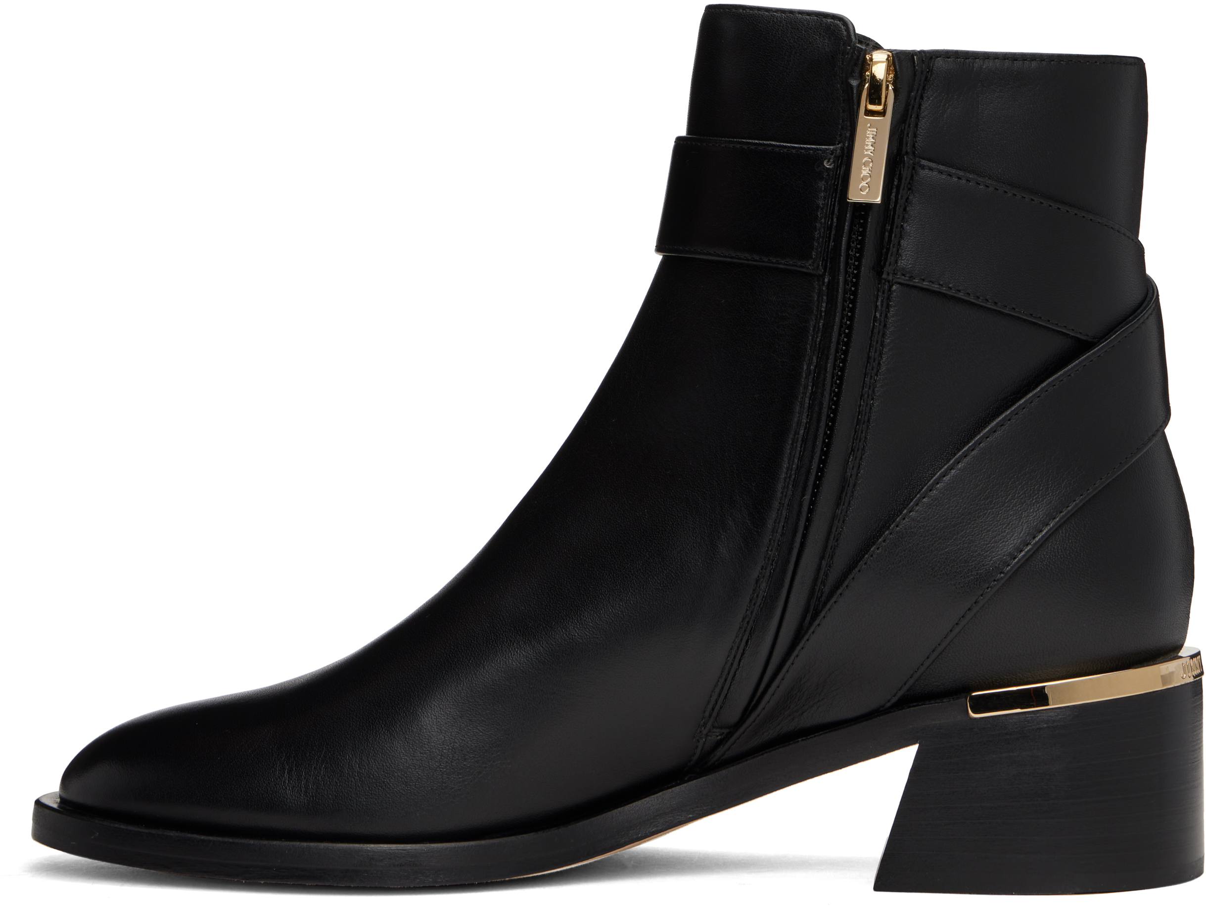 Jimmy Choo Noor Leather Pearly-button Ankle Booties In Black