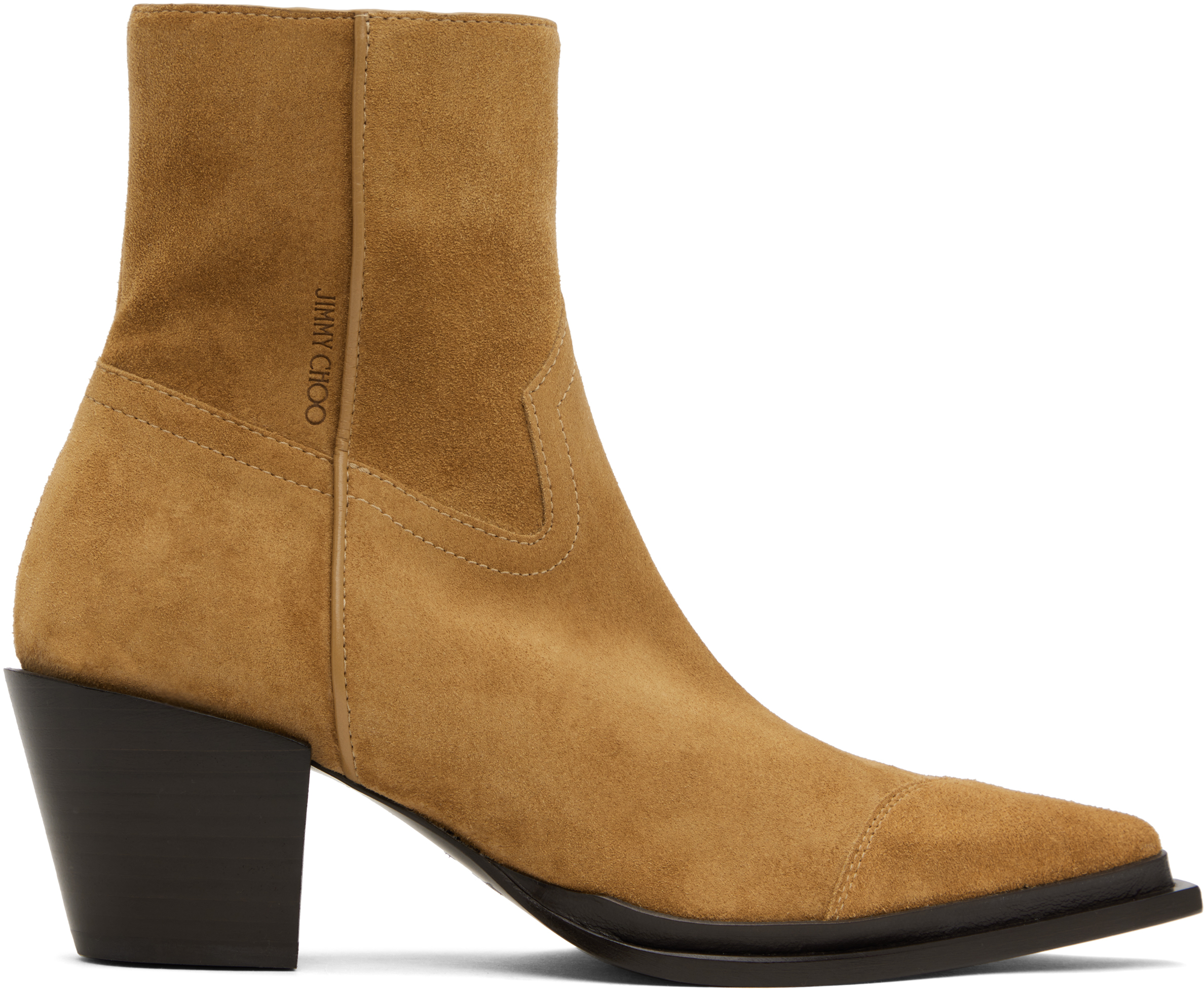 Jimmy Choo Tan Cece Ankle 60 Boots In Rattan