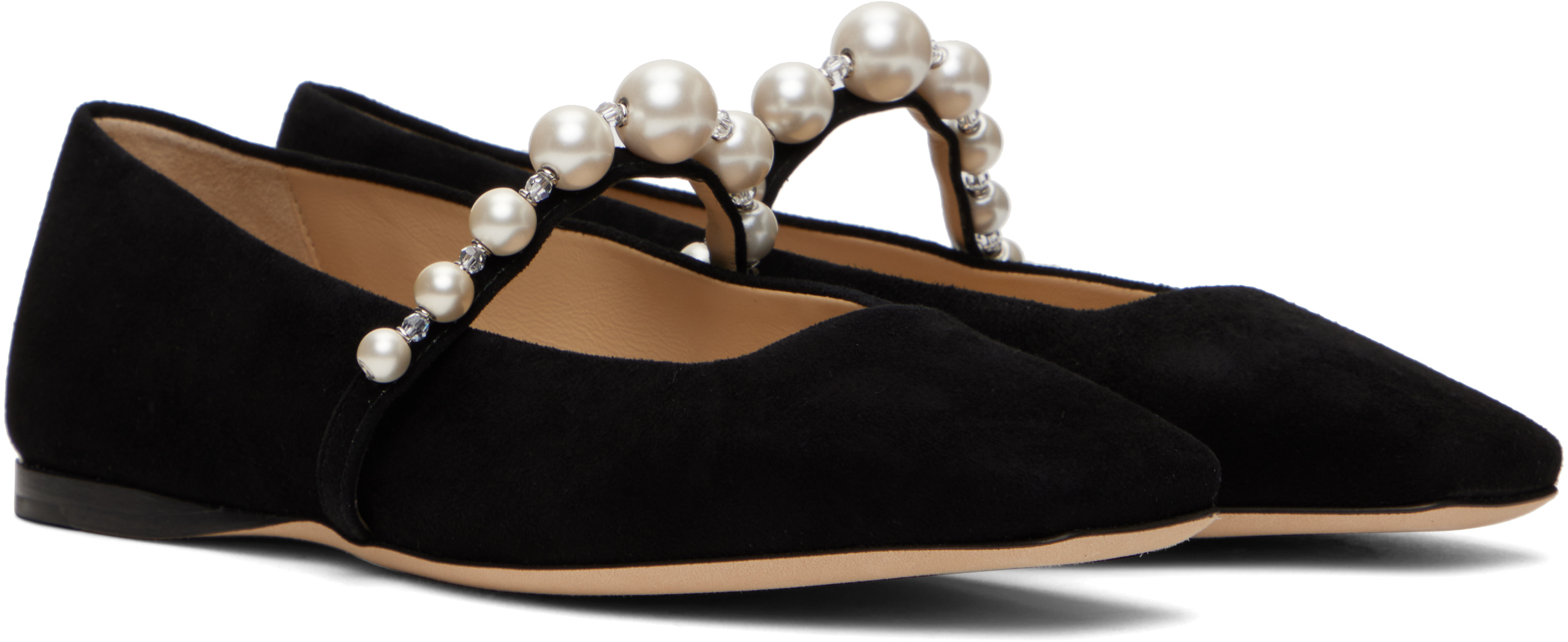 Jimmy Choo Ade Embellished Flat In Black/white
