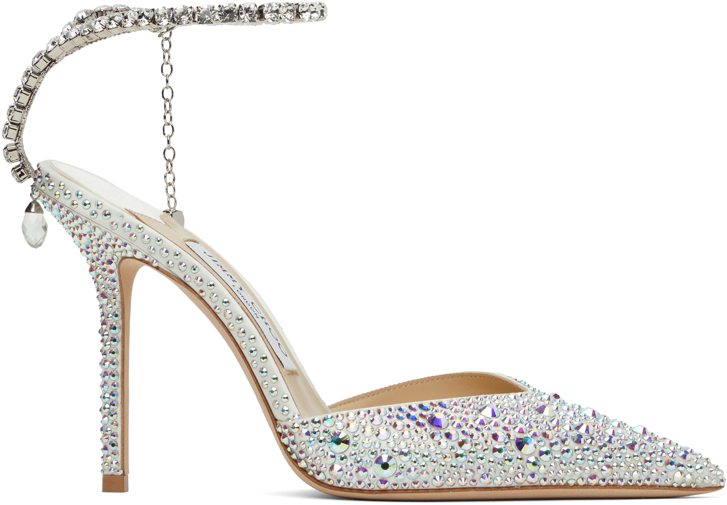 Jimmy Choo Saeda 100 Embellished Pumps In Ivory/crystal