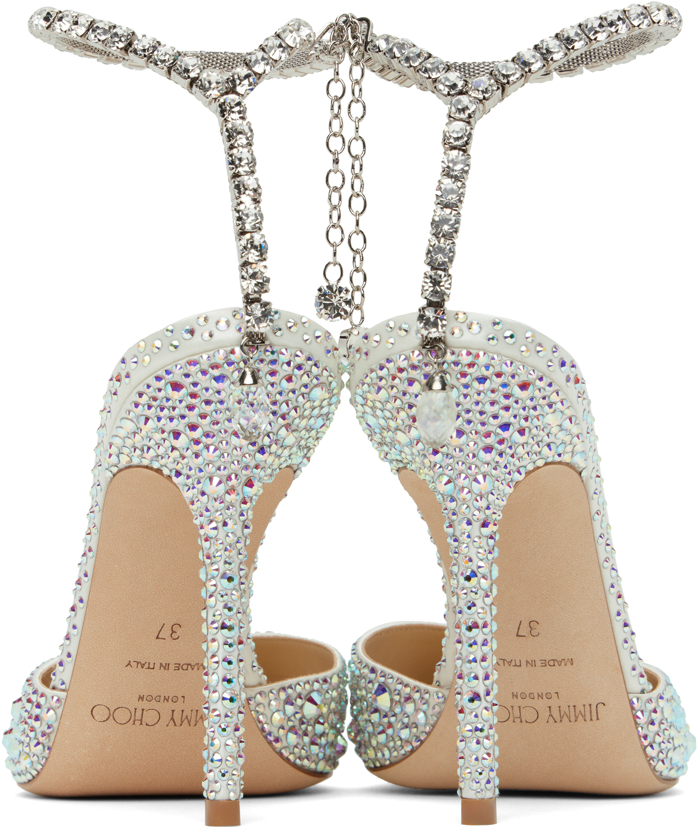 Jimmy Choo Saeda 100 Embellished Pumps In Ivory/crystal