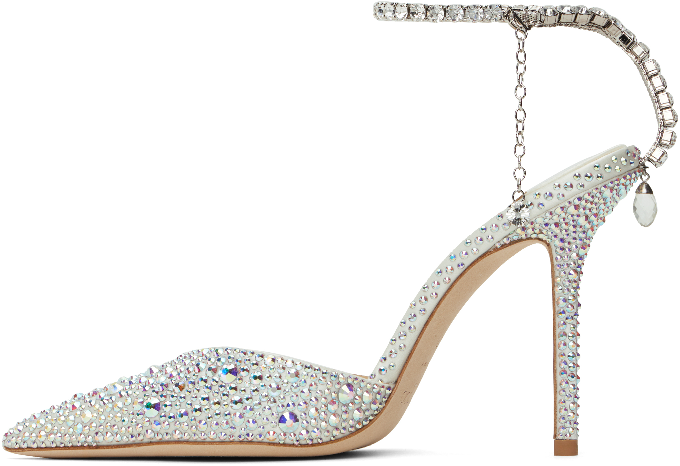 Jimmy Choo Saeda 100 Embellished Pumps In Ivory/crystal