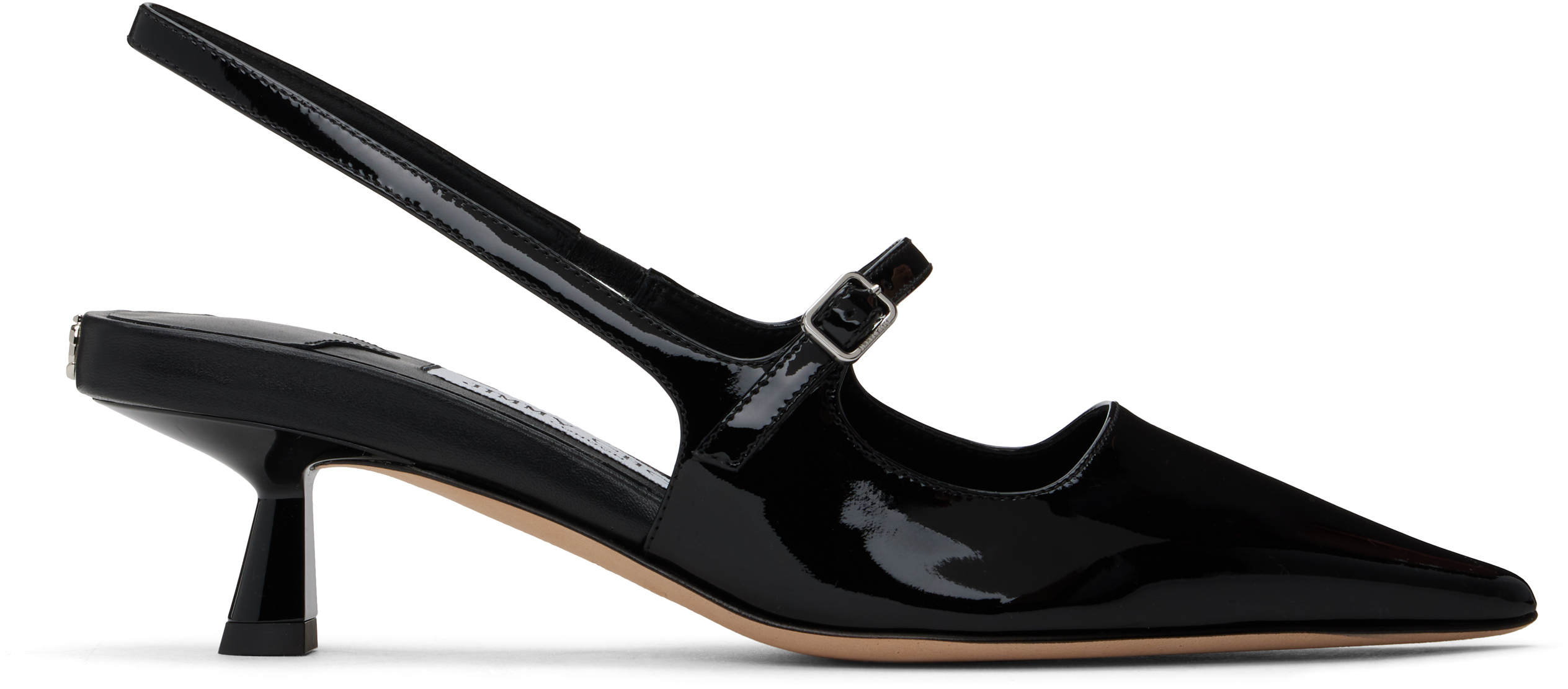 Jimmy Choo Patent Leather Slingback With Back Monogram In Black