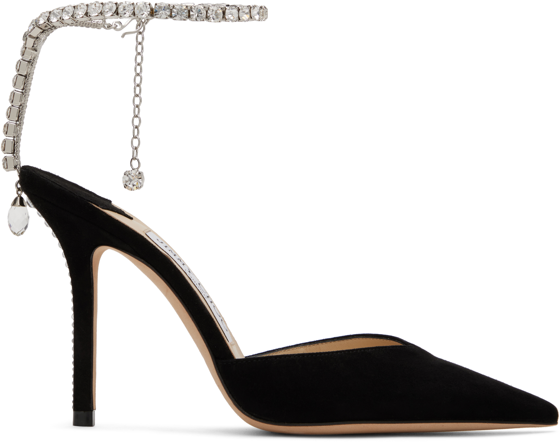 Jimmy Choo Saeda 100 Crystal-embellished Suede Pumps In Black