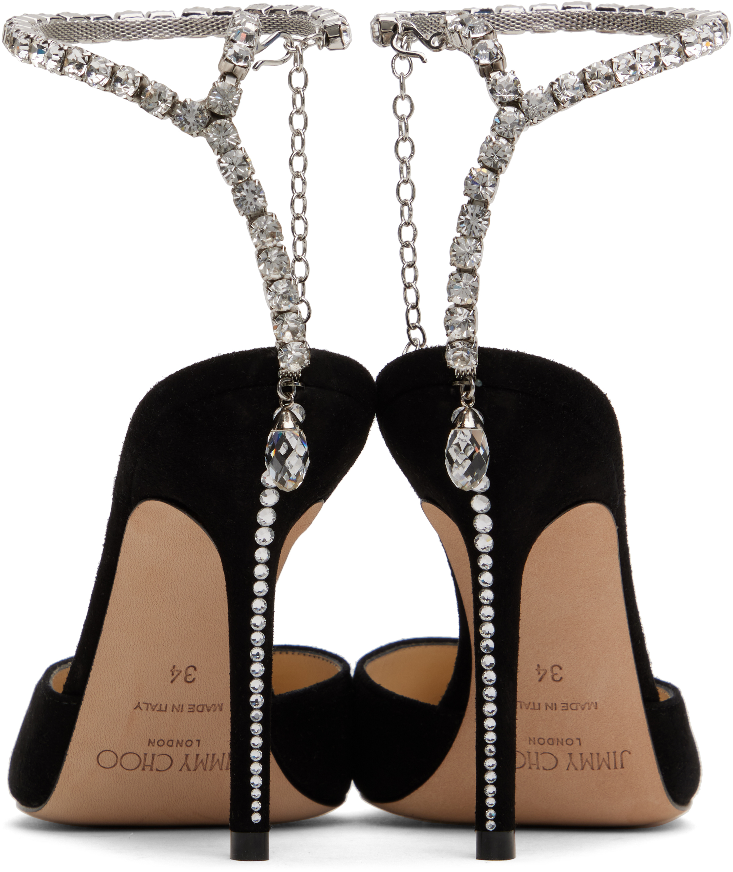 Jimmy Choo Saeda 100 Crystal-embellished Suede Pumps In Black