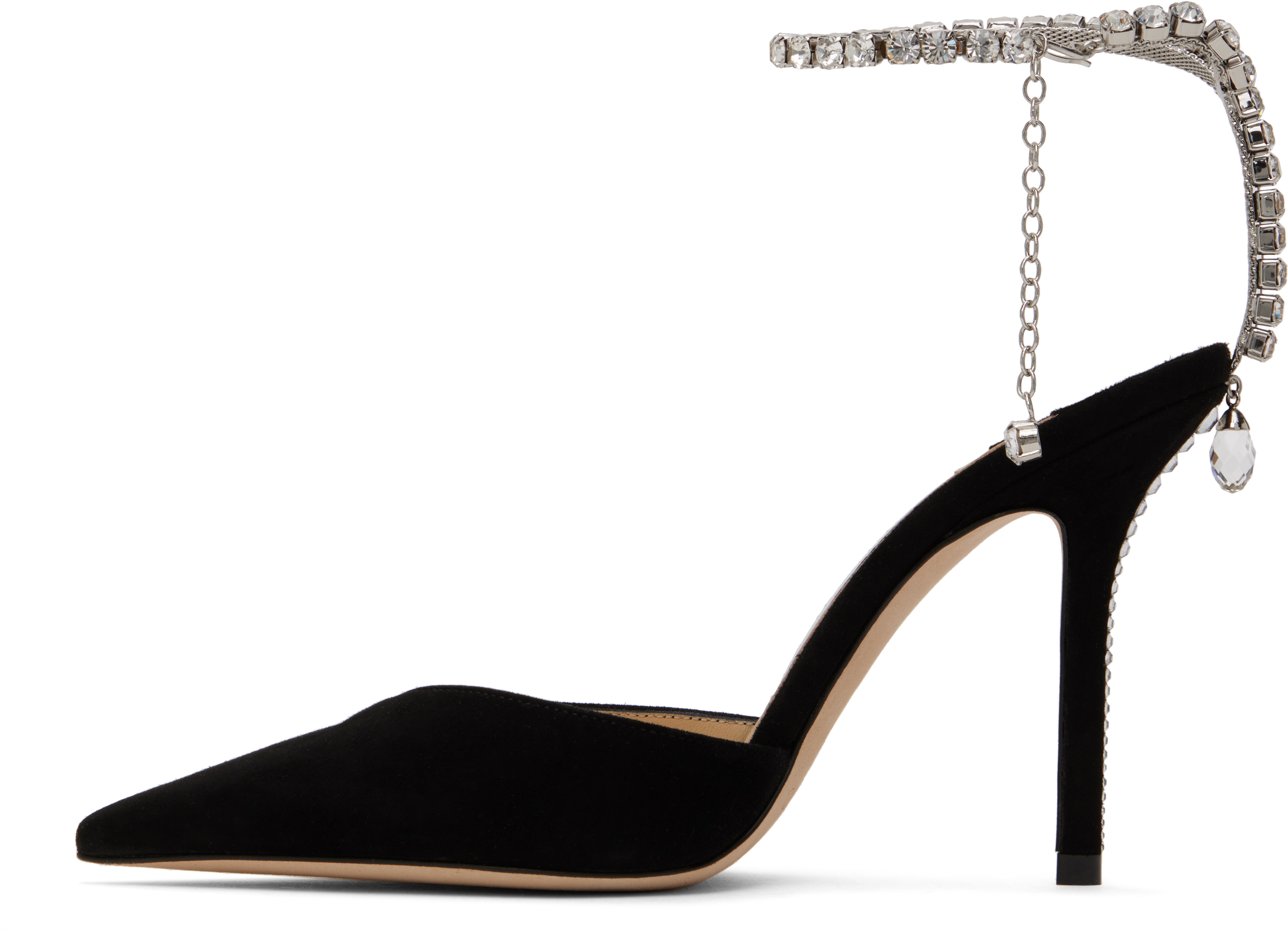 Jimmy Choo Saeda 100 Crystal-embellished Suede Pumps In Black