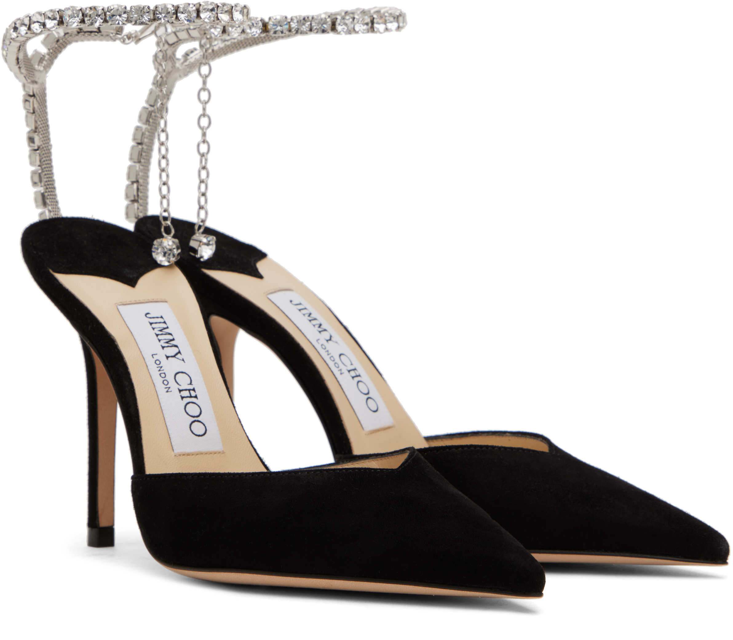 Jimmy Choo Saeda 100 Crystal-embellished Suede Pumps In Black