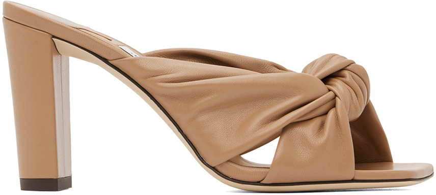 Shop Jimmy Choo Beige Avenue 85 Mules In Biscuit