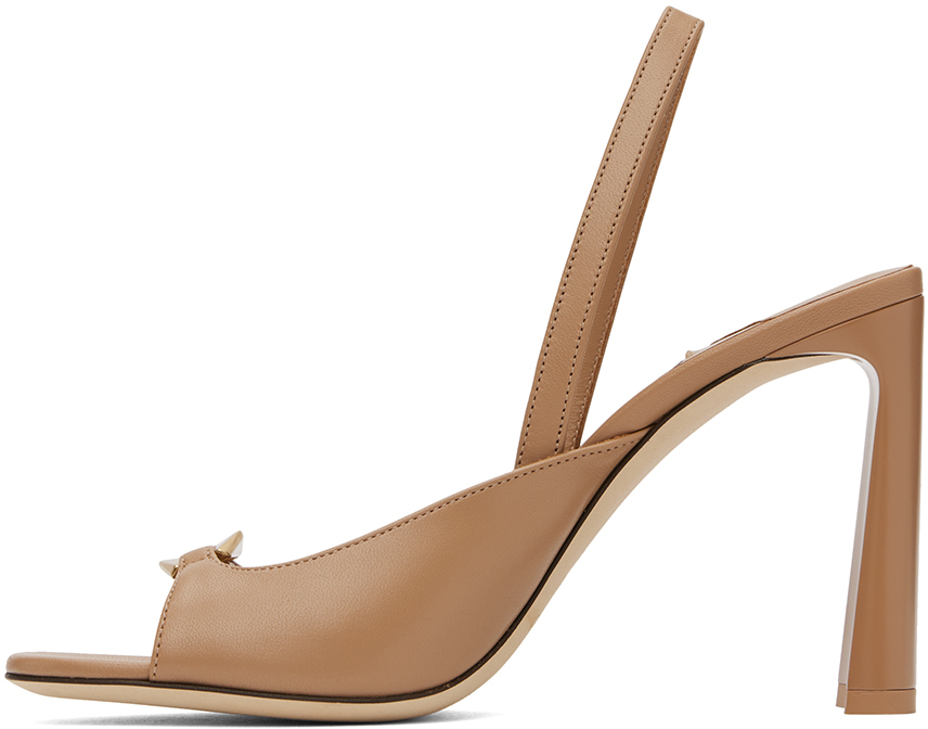 Jimmy Choo Lev 95 Leather Slingback Heels In Biscuit/gold