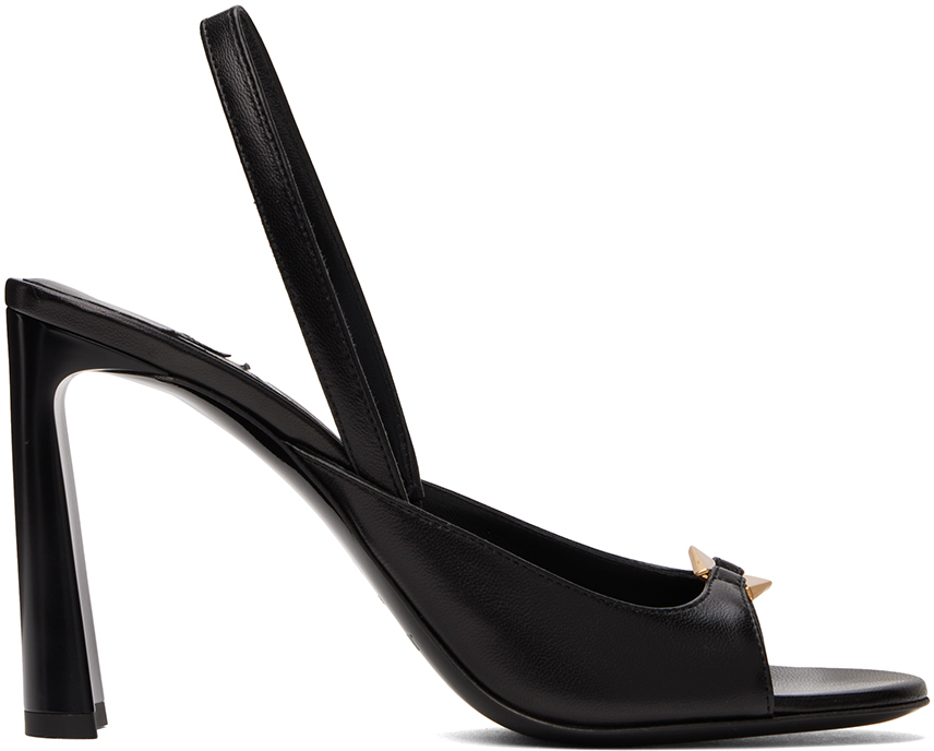 Shop Jimmy Choo Black Lev 95 Heeled Sandals