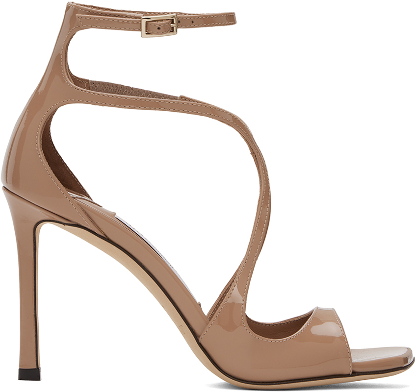 Shop Jimmy Choo Beige Azia 95 Heeled Sandals In Ballet Pink