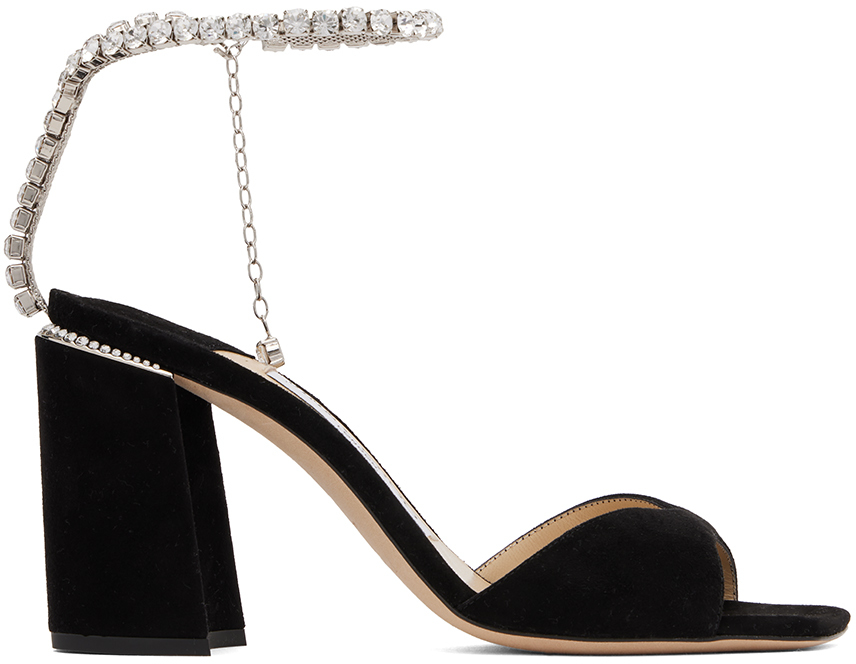 Shop Jimmy Choo Black Saeda Block Heel 85 Heeled Sandals