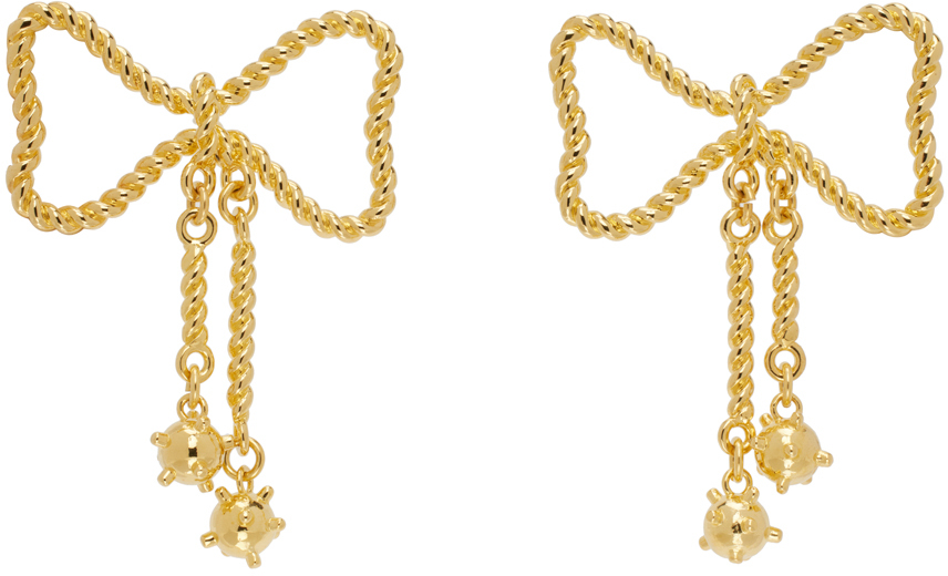 Gold Mace Bow Earrings