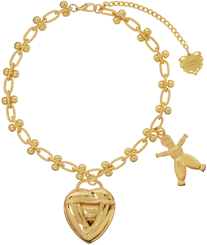 Gold Knotted Heart Necklace