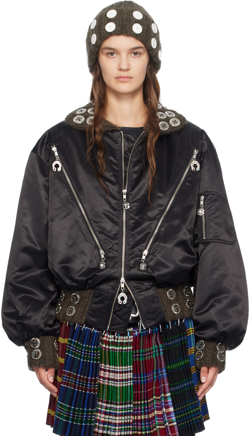 Shop Chopova Lowena Black Darling Bomber Jacket