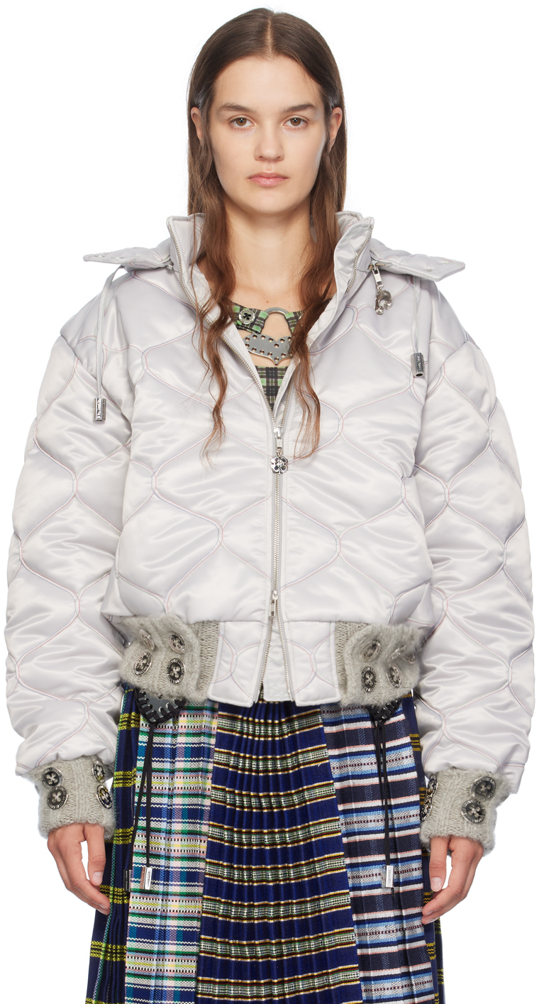 Shop Chopova Lowena Silver Lovey Puffer Jacket