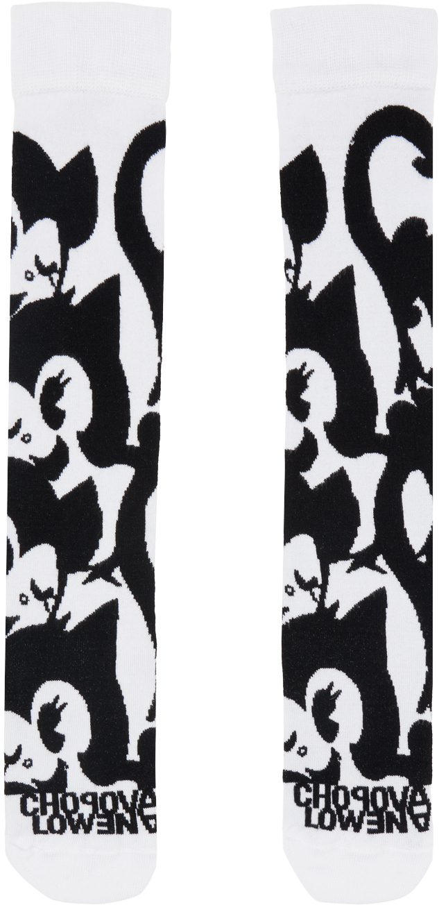 Shop Chopova Lowena White & Black Wink Socks In White/black