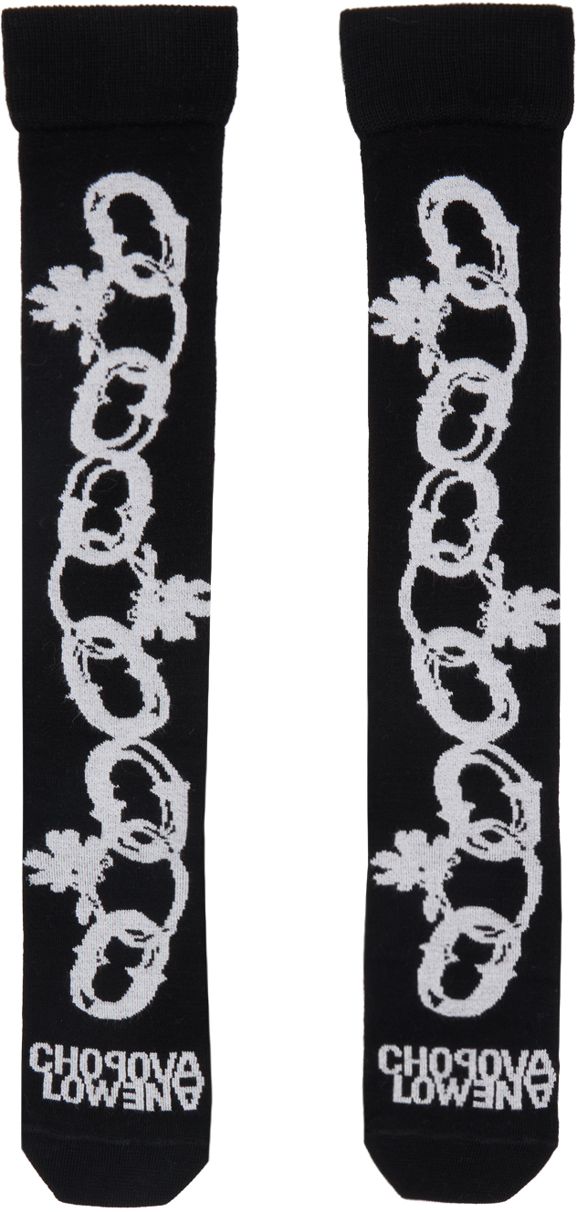 Shop Chopova Lowena Black & White Chain Link Socks In Black/white